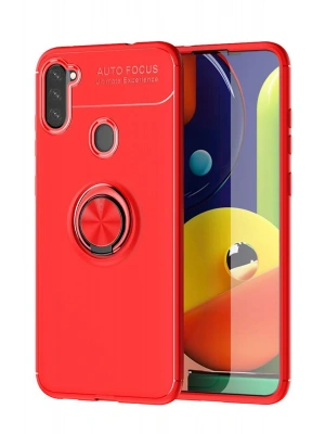 Newface Samsung Galaxy A11 Kılıf Range Yüzüklü Silikon - Kırmızı