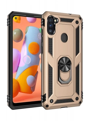 Newface Samsung Galaxy A11 Kılıf Sofya Yüzüklü Silikon Kapak - Gold