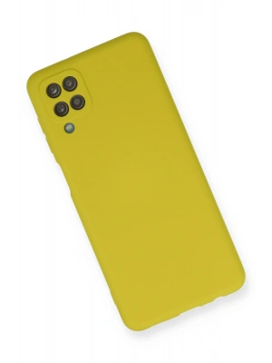 Newface Samsung Galaxy A12 Kılıf Nano içi Kadife Silikon - Sarı