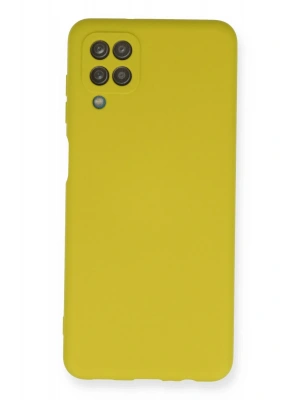 Newface Samsung Galaxy A12 Kılıf Nano içi Kadife Silikon - Sarı