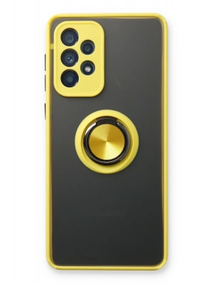 Newface Samsung Galaxy A13 4G Kılıf Montreal Yüzüklü Silikon Kapak - Sarı