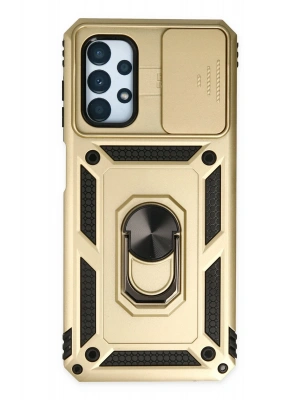 Newface Samsung Galaxy A13 4G Kılıf Pars Lens Yüzüklü Silikon - Gold