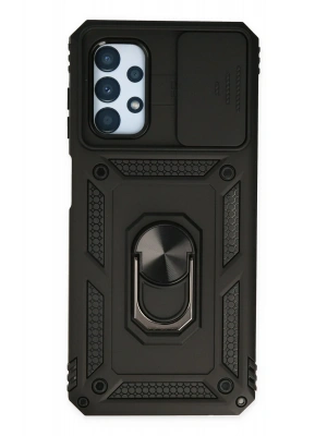 Newface Samsung Galaxy A13 4G Kılıf Pars Lens Yüzüklü Silikon - Siyah