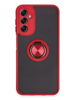 Newface Samsung Galaxy A14 4G Kılıf Montreal Yüzüklü Silikon Kapak - Kırmızı