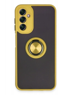 Newface Samsung Galaxy A14 4G Kılıf Montreal Yüzüklü Silikon Kapak - Sarı