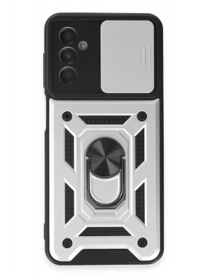 Newface Samsung Galaxy A14 4G Kılıf Pars Lens Yüzüklü Silikon - Gümüş