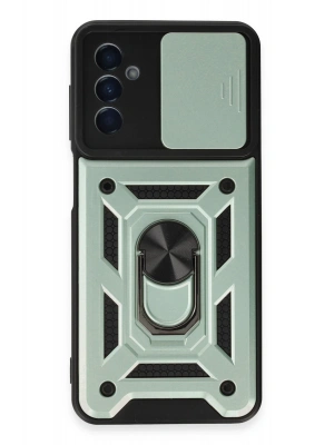 Newface Samsung Galaxy A14 4G Kılıf Pars Lens Yüzüklü Silikon - Yeşil