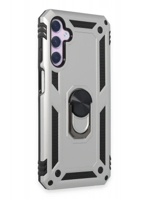 Newface Samsung Galaxy A14 4G Kılıf Sofya Yüzüklü Silikon Kapak - Gümüş