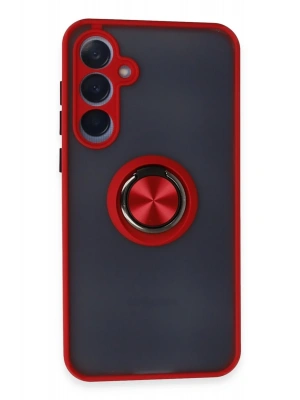 Newface Samsung Galaxy A15 4G Kılıf Montreal Yüzüklü Silikon Kapak - Kırmızı