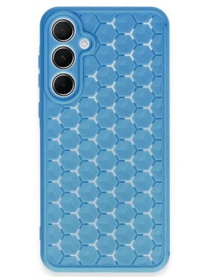 Newface Samsung Galaxy A15 4G Kılıf Petek Silikon Kapak - Mavi