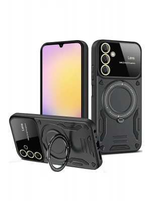 Newface Samsung Galaxy A16 5G Kılıf Joy Lens Standlı Kapak - Siyah