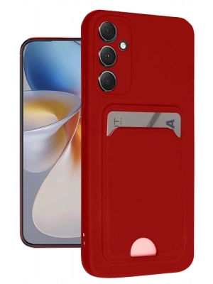 Newface Samsung Galaxy A16 5G Kılıf Kelvin Kartvizitli Silikon - Kırmızı