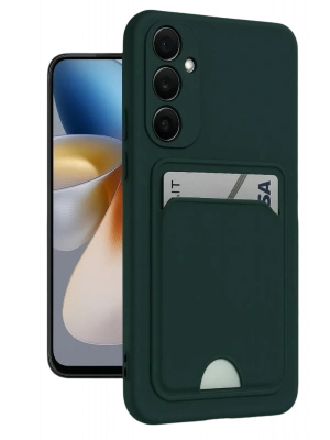 Newface Samsung Galaxy A16 5G Kılıf Kelvin Kartvizitli Silikon - Koyu Yeşil