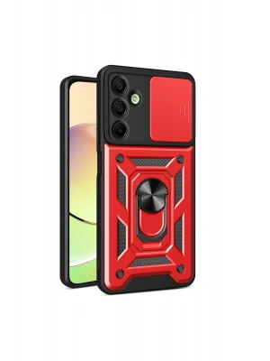 Newface Samsung Galaxy A16 5G Kılıf Pars Lens Yüzüklü Silikon - Kırmızı