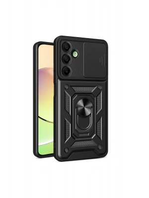 Newface Samsung Galaxy A16 5G Kılıf Pars Lens Yüzüklü Silikon - Siyah