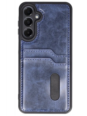 Newface Samsung Galaxy A16 5G Kılıf Sara Kartvizitli Deri Kılıf - Lacivert