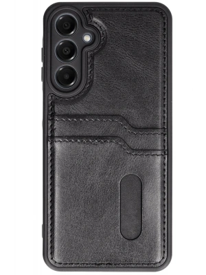 Newface Samsung Galaxy A16 5G Kılıf Sara Kartvizitli Deri Kılıf - Siyah