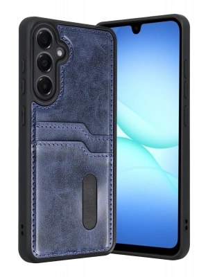 Newface Samsung Galaxy A17 5G Sara Kartvizitli Deri Kılıf - Lacivert