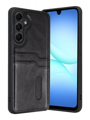 Newface Samsung Galaxy A17 5G Sara Kartvizitli Deri Kılıf - Siyah