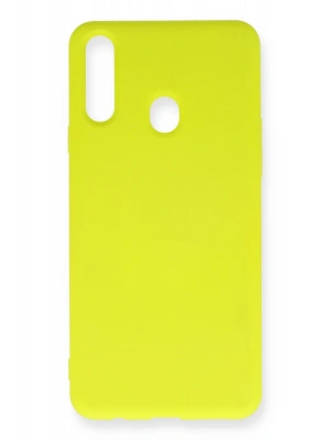 Newface Samsung Galaxy A20S Kılıf Nano içi Kadife Silikon - Sarı