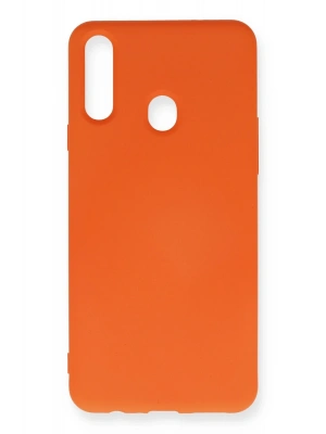Newface Samsung Galaxy A20S Kılıf Nano içi Kadife Silikon - Turuncu