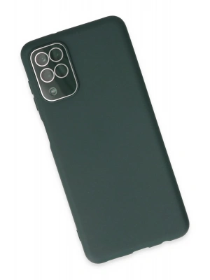 Newface Samsung Galaxy A22 Kılıf Lansman Glass Kapak - Koyu Yeşil