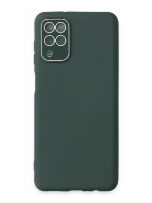 Newface Samsung Galaxy A22 Kılıf Lansman Glass Kapak - Koyu Yeşil