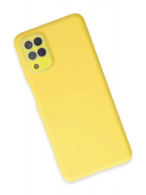 Newface Samsung Galaxy A22 Kılıf Lansman Glass Kapak - Sarı