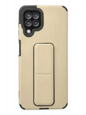 Newface Samsung Galaxy A22 Kılıf Mega Standlı Silikon - Gold