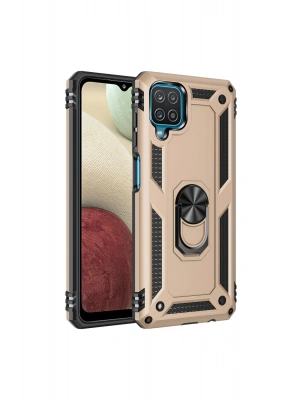 Newface Samsung Galaxy A22 Kılıf Sofya Yüzüklü Silikon Kapak - Gold