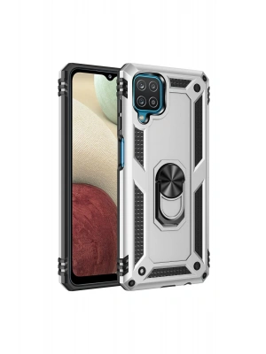 Newface Samsung Galaxy A22 Kılıf Sofya Yüzüklü Silikon Kapak - Gümüş