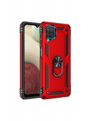 Newface Samsung Galaxy A22 Kılıf Sofya Yüzüklü Silikon Kapak - Kırmızı