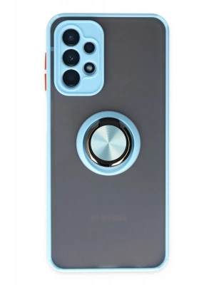 Newface Samsung Galaxy A23 4G Kılıf Montreal Yüzüklü Silikon Kapak - Buz Mavi