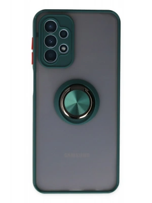 Newface Samsung Galaxy A23 4G Kılıf Montreal Yüzüklü Silikon Kapak - Yeşil