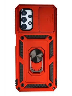 Newface Samsung Galaxy A23 4G Kılıf Pars Lens Yüzüklü Silikon - Kırmızı