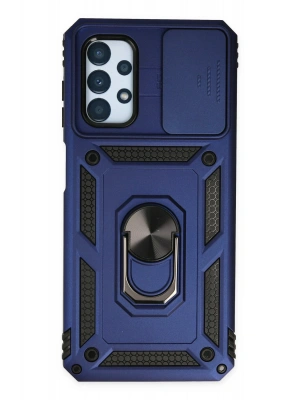 Newface Samsung Galaxy A23 4G Kılıf Pars Lens Yüzüklü Silikon - Lacivert