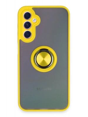 Newface Samsung Galaxy A24 4G Kılıf Montreal Yüzüklü Silikon Kapak - Sarı