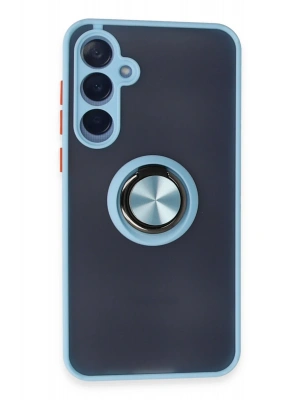 Newface Samsung Galaxy A25 5G Kılıf Montreal Yüzüklü Silikon Kapak - Buz Mavi