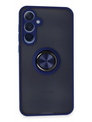 Newface Samsung Galaxy A25 5G Kılıf Montreal Yüzüklü Silikon Kapak - Lacivert