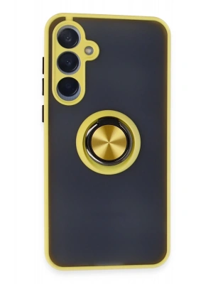 Newface Samsung Galaxy A25 5G Kılıf Montreal Yüzüklü Silikon Kapak - Sarı
