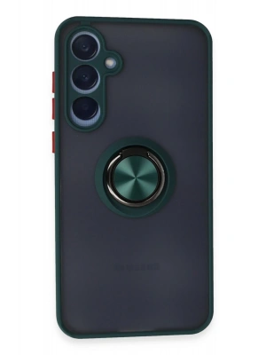 Newface Samsung Galaxy A25 5G Kılıf Montreal Yüzüklü Silikon Kapak - Yeşil