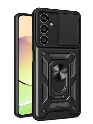 Newface Samsung Galaxy A25 5G Kılıf Pars Lens Yüzüklü Silikon - Siyah