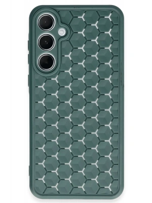 Newface Samsung Galaxy A25 5G Kılıf Petek Silikon Kapak - Koyu Yeşil