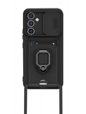 Newface Samsung Galaxy A25 5G Kılıf Zuma Kartvizitli Yüzüklü Silikon - Siyah