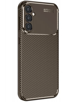 Newface Samsung Galaxy A26 Kılıf Auto Focus Karbon Kapak - Kahverengi