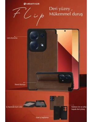 Newface Samsung Galaxy A26 Kılıf Flip Cover - Kırmızı