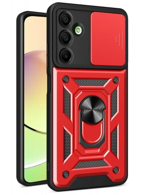 Newface Samsung Galaxy A26 Kılıf Pars Lens Yüzüklü Silikon - Kırmızı