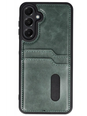 Newface Samsung Galaxy A26 Kılıf Sara Kartvizitli Deri Kılıf - Koyu Yeşil