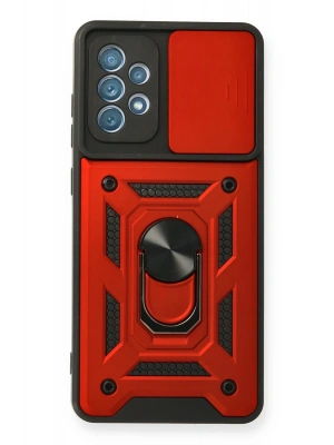 Newface Samsung Galaxy A32 Kılıf Pars Lens Yüzüklü Silikon - Kırmızı