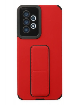 Newface Samsung Galaxy A33 5G Kılıf Mega Standlı Silikon - Kırmızı